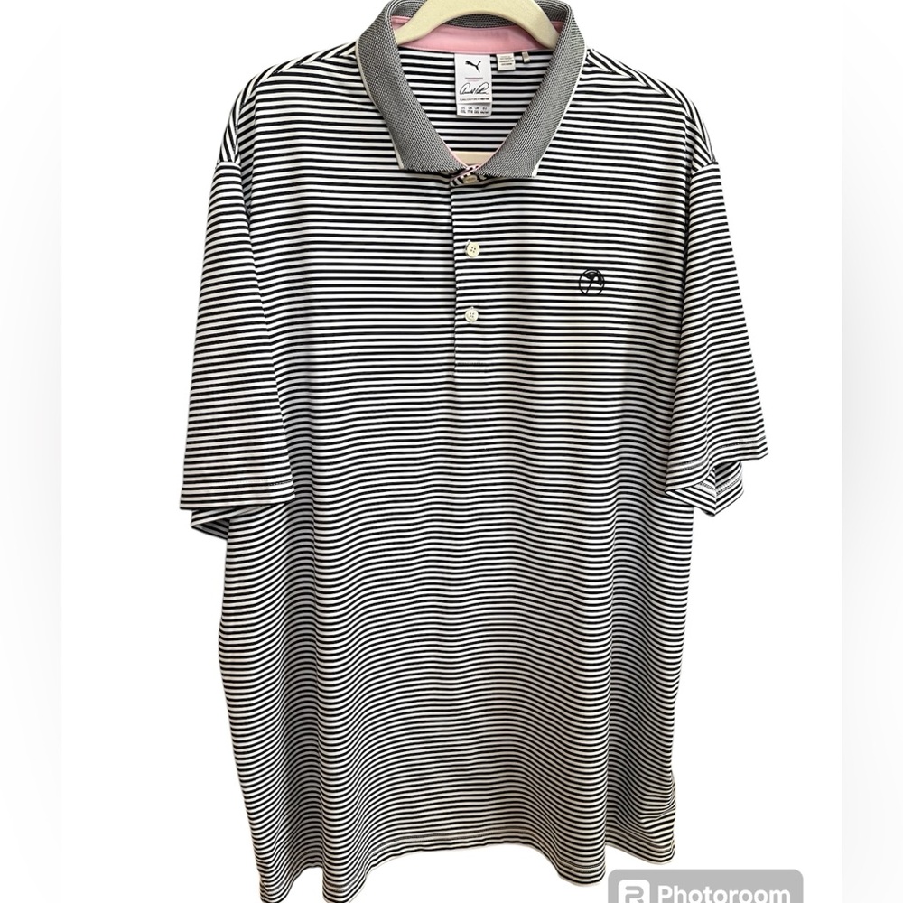 Arnold Palmer Striped Polo w/ Pink Trim Size XXL
